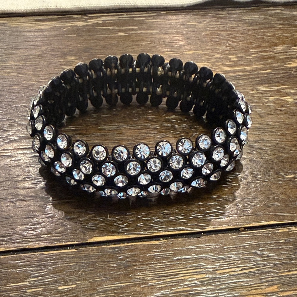 JCrew Stretchy Black and crystal look bracelet